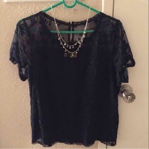 Dark navy lace blouse